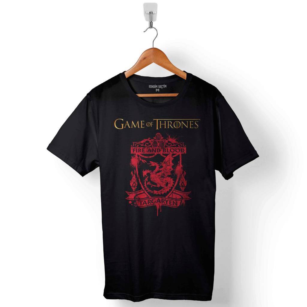 Game Of Thrones Fire And Blood House Targaryen Baskılı Tişört Unisex T-Shirt - 1