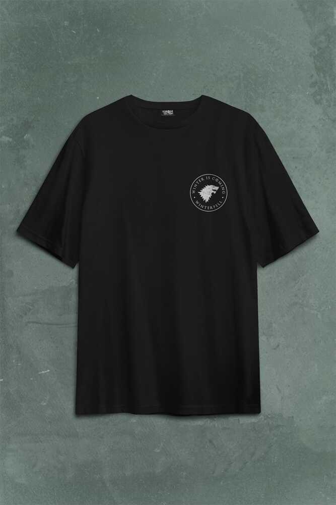 Game Of Thrones Logo Sırt Ön Baskılı Oversize Tişört Unisex T-Shirt - 1