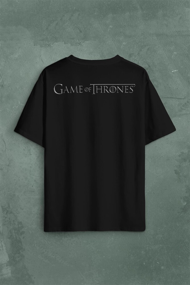 Game Of Thrones Logo Sırt Ön Baskılı Oversize Tişört Unisex T-Shirt (1)
