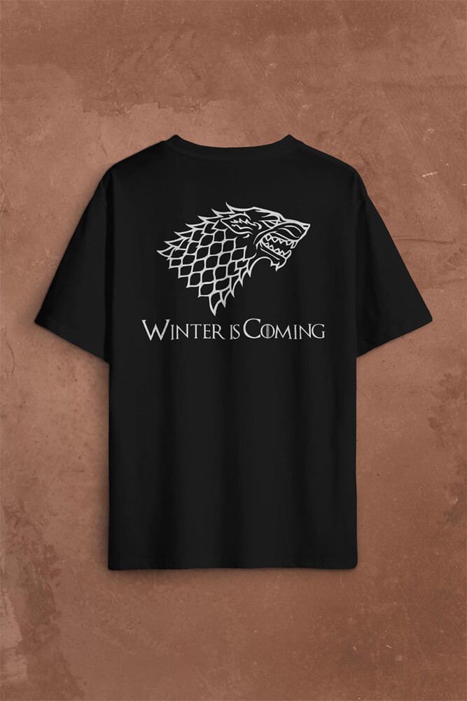 Game Of Thrones Winter Is Coming Sırt Ön Baskılı Oversize Tişört Unisex T-Shirt - 2