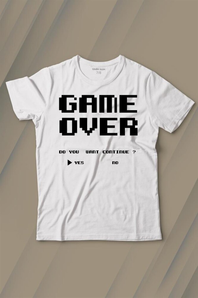 Game Over Atari Retro Pixel Oyun Baskılı Tişört Çocuk T-shirt - KENDİM SEÇTİM