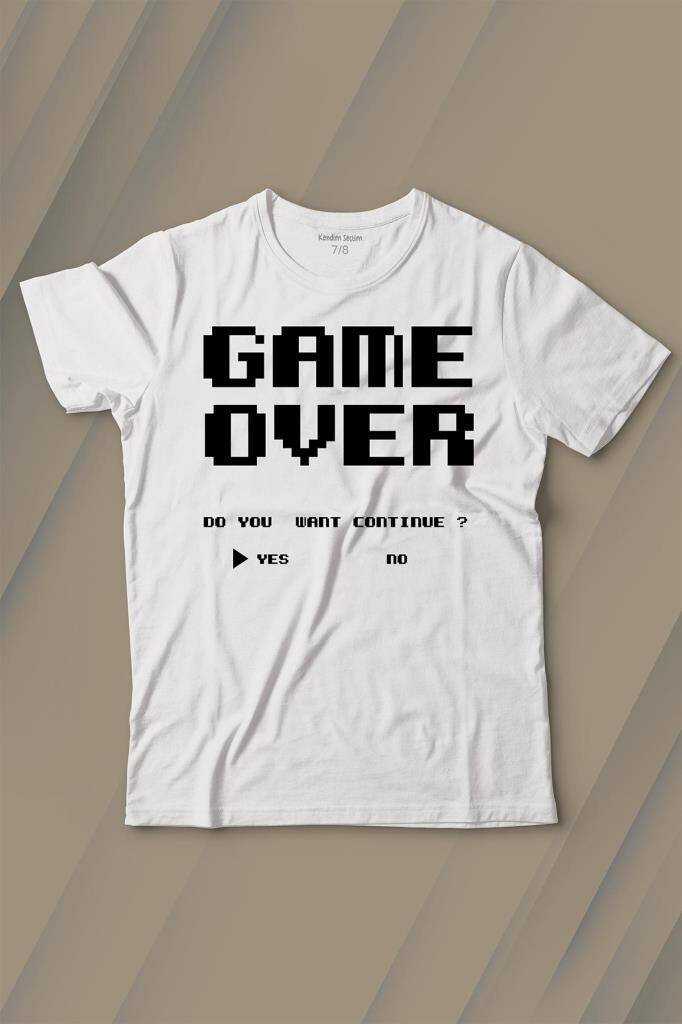 Game Over Atari Retro Pixel Oyun Baskılı Tişört Çocuk T-shirt - 1