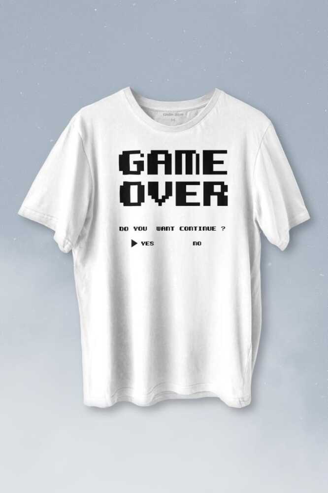 Game Over Atari Retro Pixel Oyun Baskılı Tişört Unisex T-shirt - 1