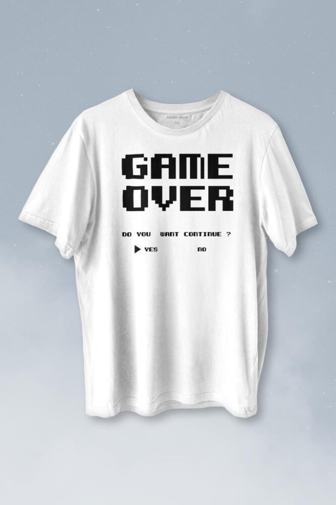 Game Over Atari Retro Pixel Oyun Baskılı Tişört Unisex T-shirt - 1