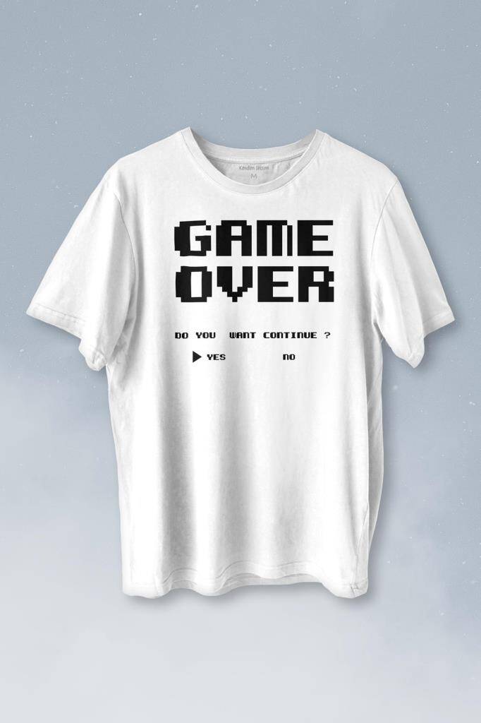 Game Over Atari Retro Pixel Oyun Baskılı Tişört Unisex T-shirt - 1
