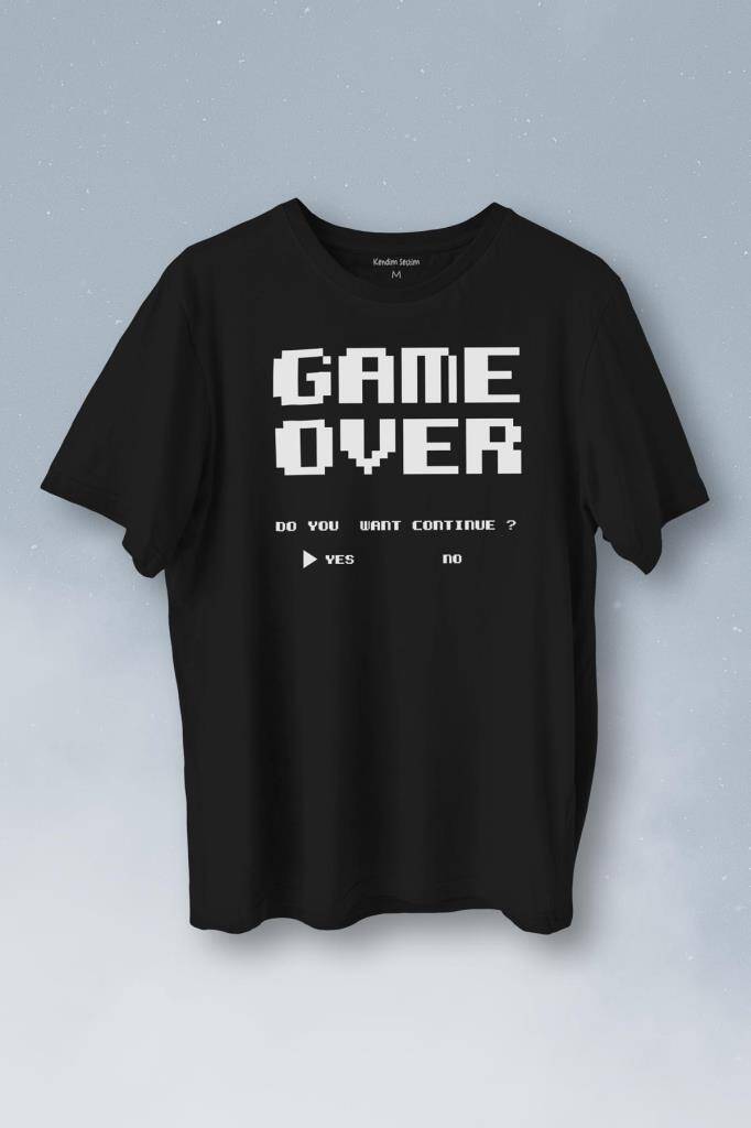 Game Over Atari Retro Pixel Oyun Baskılı Tişört Unisex T-Shirt - 1