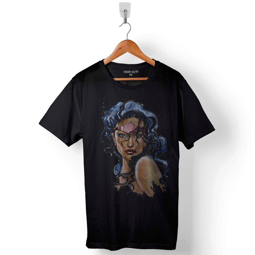 Gary Shipman Wonder Woman Face Baskılı Tişört Unisex T-Shirt - 1
