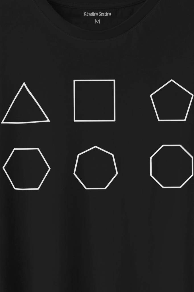 Geometri Çokgenler Üçgen Beşgen Altıgen Sekizgen Baskılı Tişört Unisex T-Shirt (1)