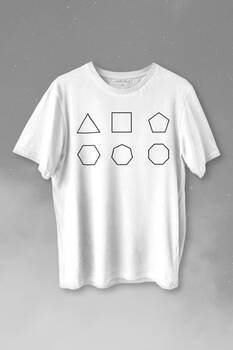 Geometri Çokgenler Üçgen Beşgen Altıgen Sekizgen Baskılı Tişört Unisex T-shirt - 1