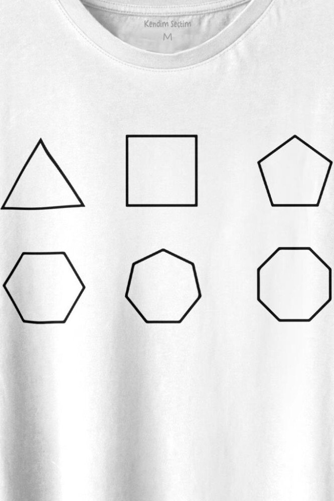 Geometri Çokgenler Üçgen Beşgen Altıgen Sekizgen Baskılı Tişört Unisex T-shirt - 2