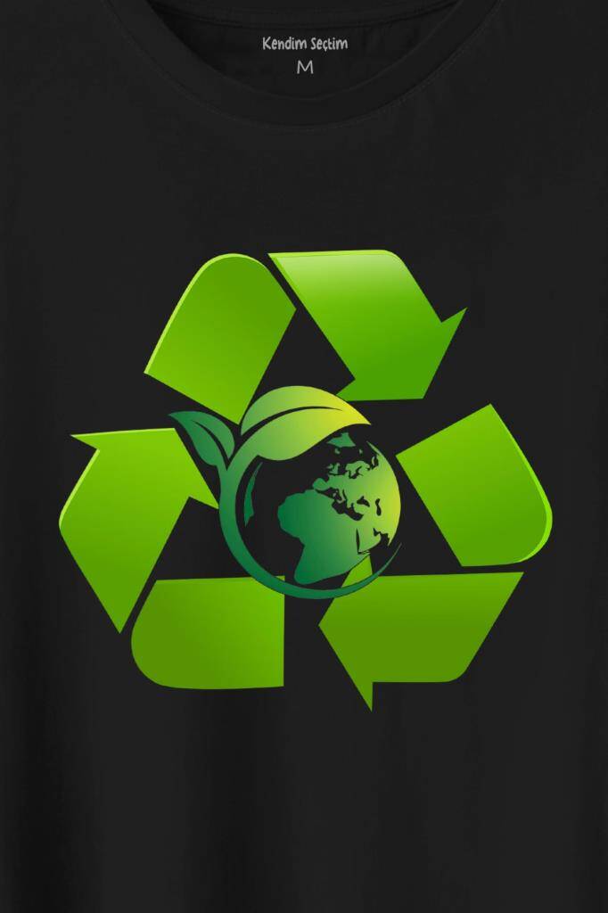 Geri Dönüşüm Temiz Yeşil Çevre Duyarlılığı Baskılı Tişört Unisex T-Shirt - 2