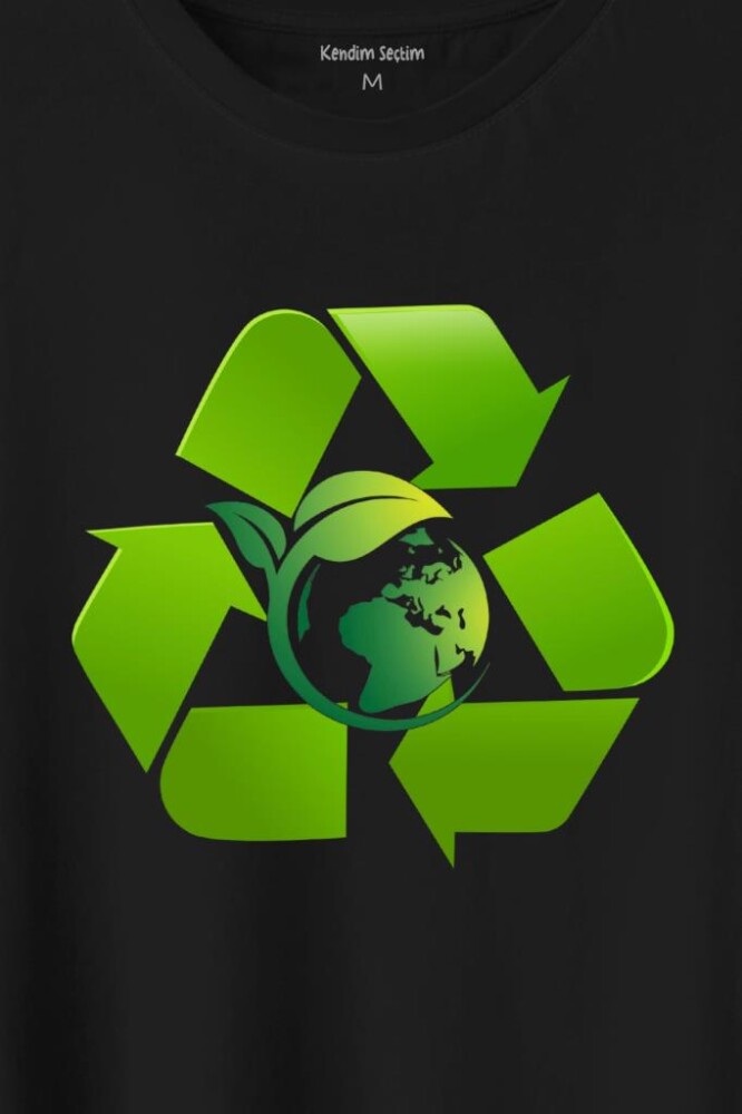 Geri Dönüşüm Temiz Yeşil Çevre Duyarlılığı Baskılı Tişört Unisex T-Shirt (1)