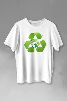 Geri Dönüşüm Temiz Yeşil Çevre Duyarlılığı Baskılı Tişört Unisex T-shirt - 1