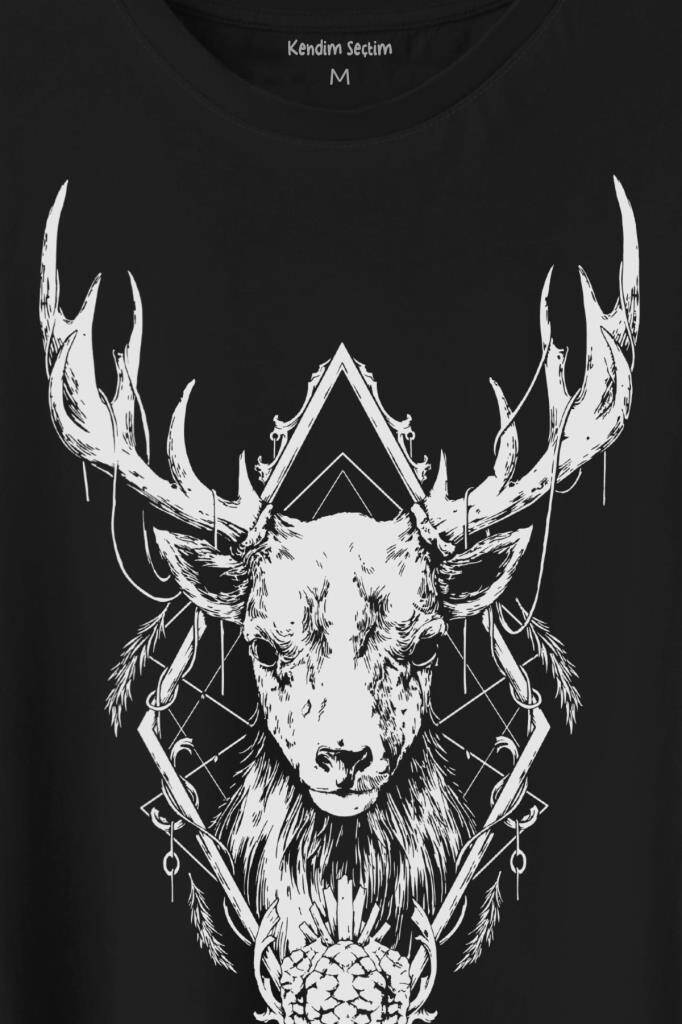 Geyik Animal Street Culture Baskılı Tişört Unisex T-Shirt (1)