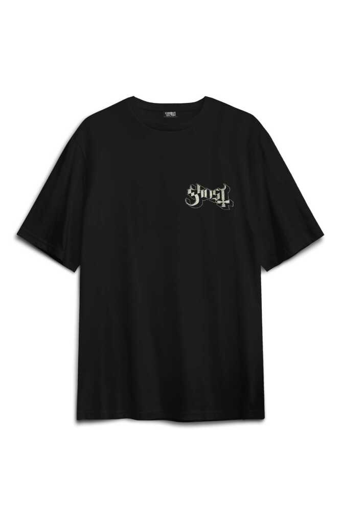 Ghost BC Tobias Forge Music Müzik Rock Gotik Sırt Ön Baskılı Oversize Tişört Unisex T-Shirt (1)