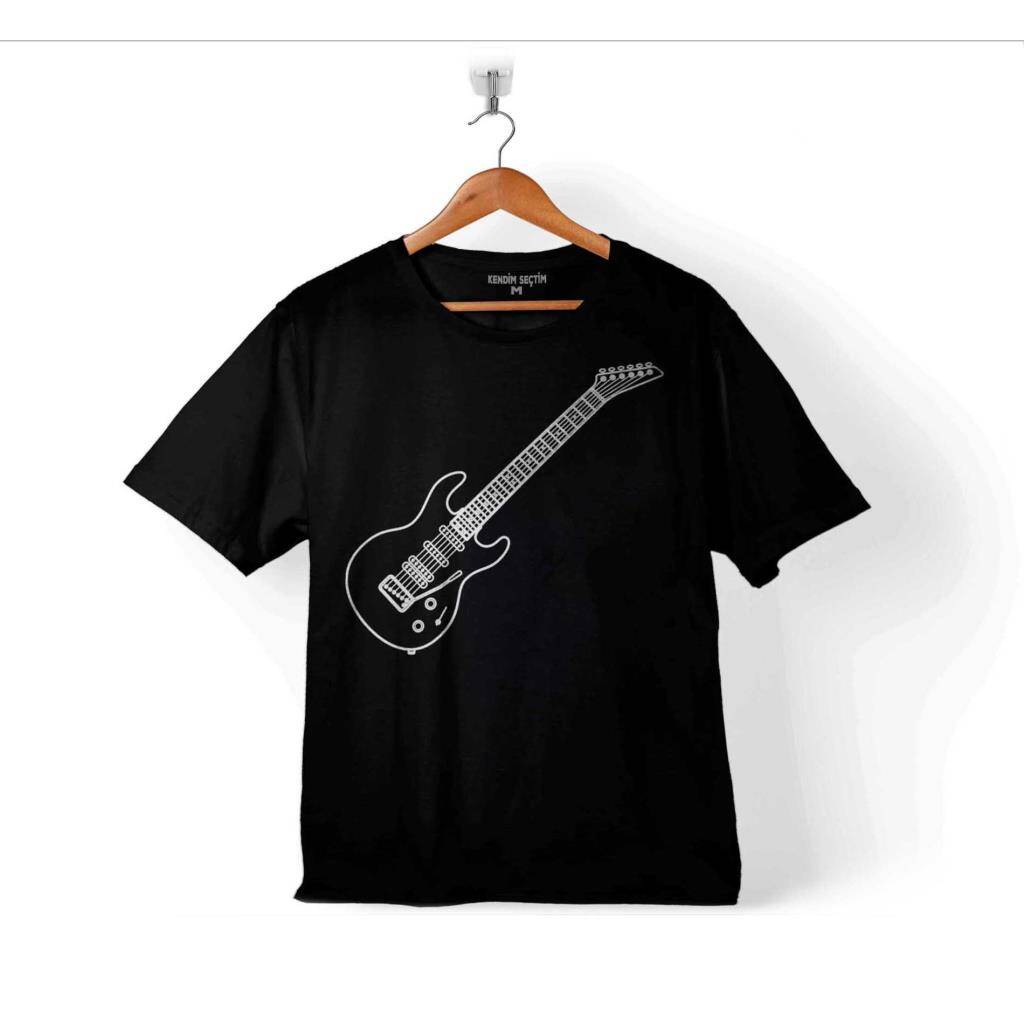 GİTAR ÇİZİM GUİTAR SAZ ROCK CAZ MÜZİK NOTA ÇOCUK TİŞÖRT - 1