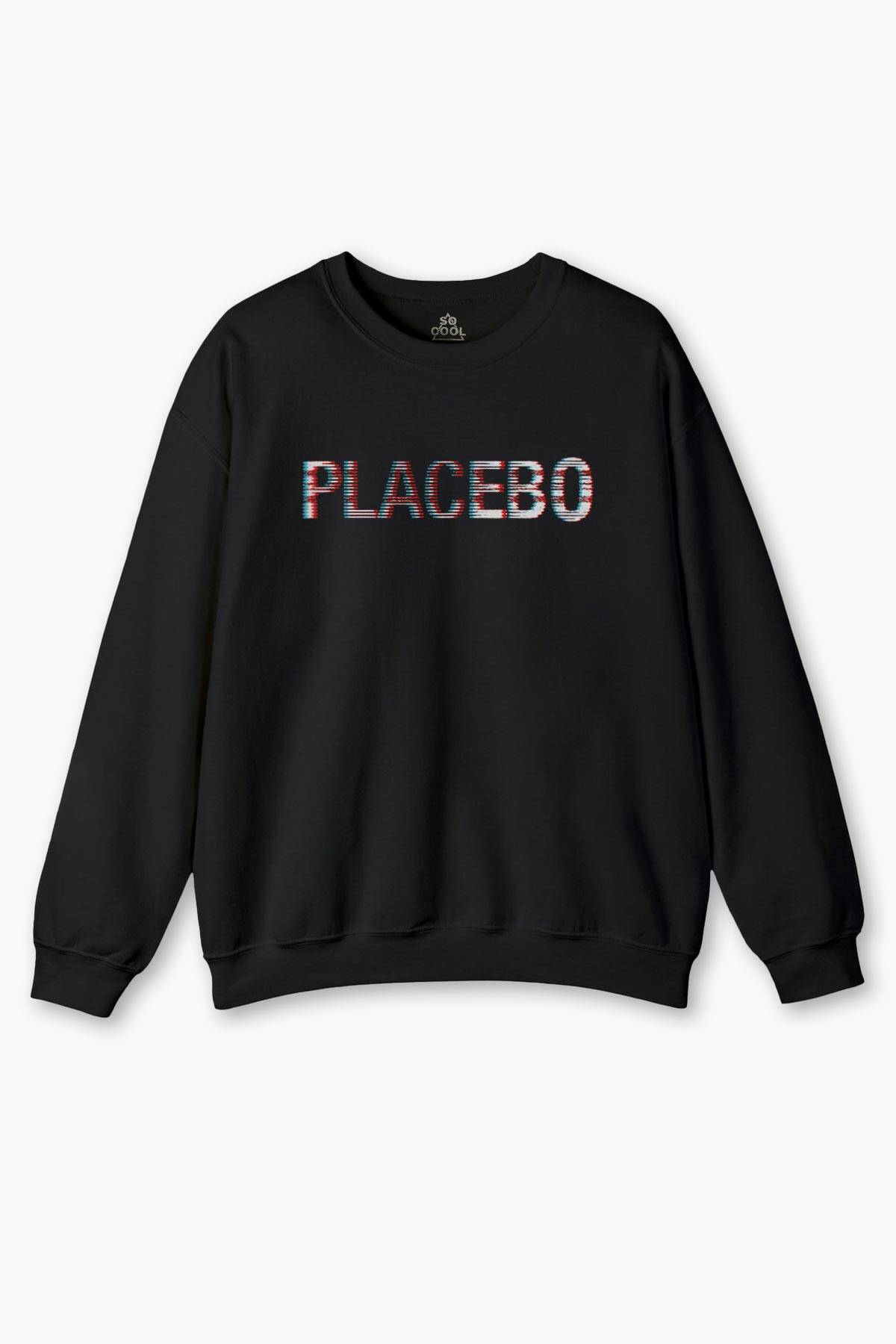 Glitch Placebo Music Molko Rock Müzik Baskılı Sweat Siyah Sweatshirt - 1