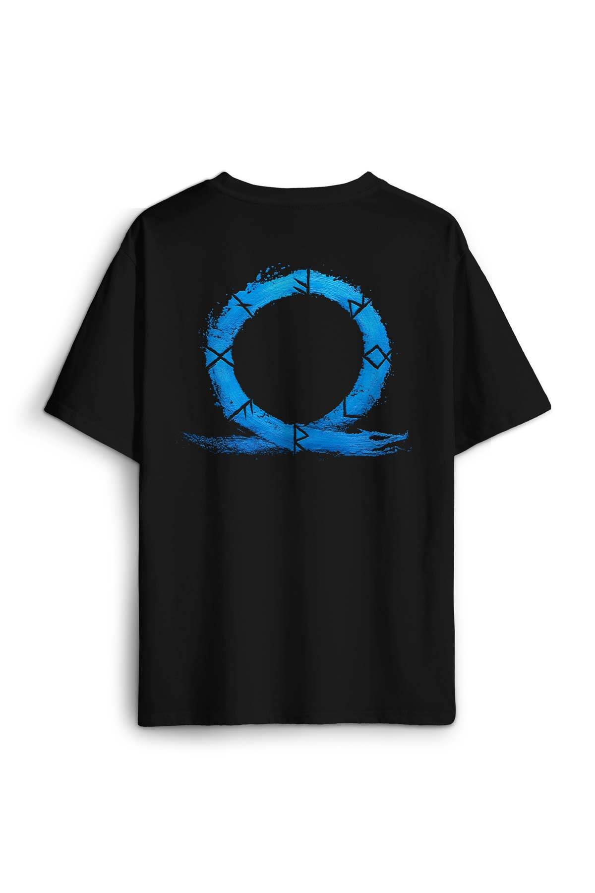 God of War Ragnarok Oyun Gamer Sırt Ön Baskılı Oversize Tişört Unisex T-Shirt (1)