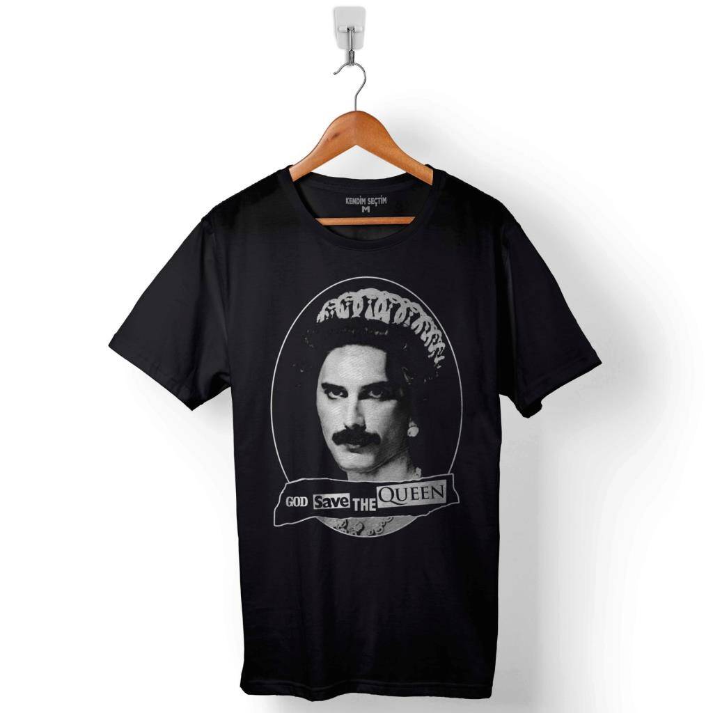 God Save The Queen Freddie Mercury Baskılı Tişört Unisex T-Shirt - 1