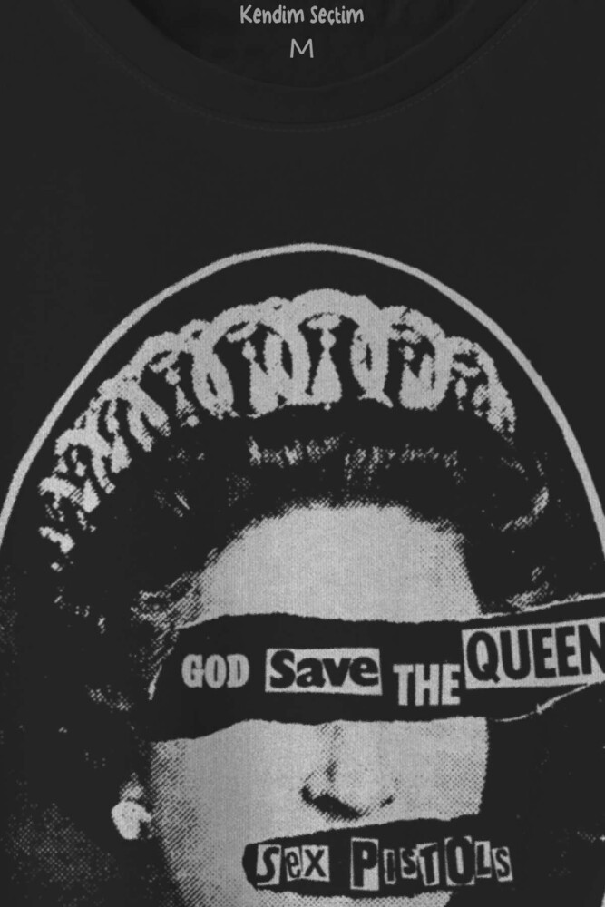 God Save The Queen Sex Pistols Elizabeth Baskılı Tişört Unisex T-shirt - 2