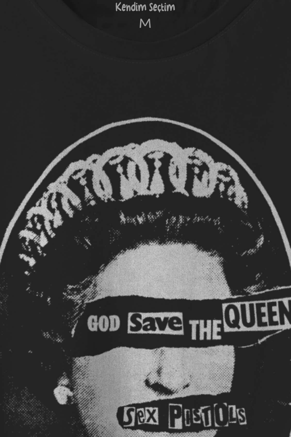 God Save The Queen Sex Pistols Elizabeth Baskılı Tişört Unisex T-shirt - 2