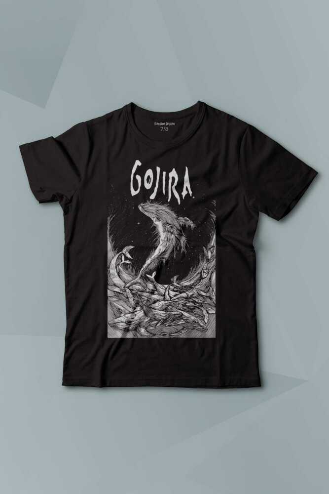 Gojira Balıklar Köpek Balığı Metal Music Rock Baskılı Çocuk Tişört Kısa Kollu - 1
