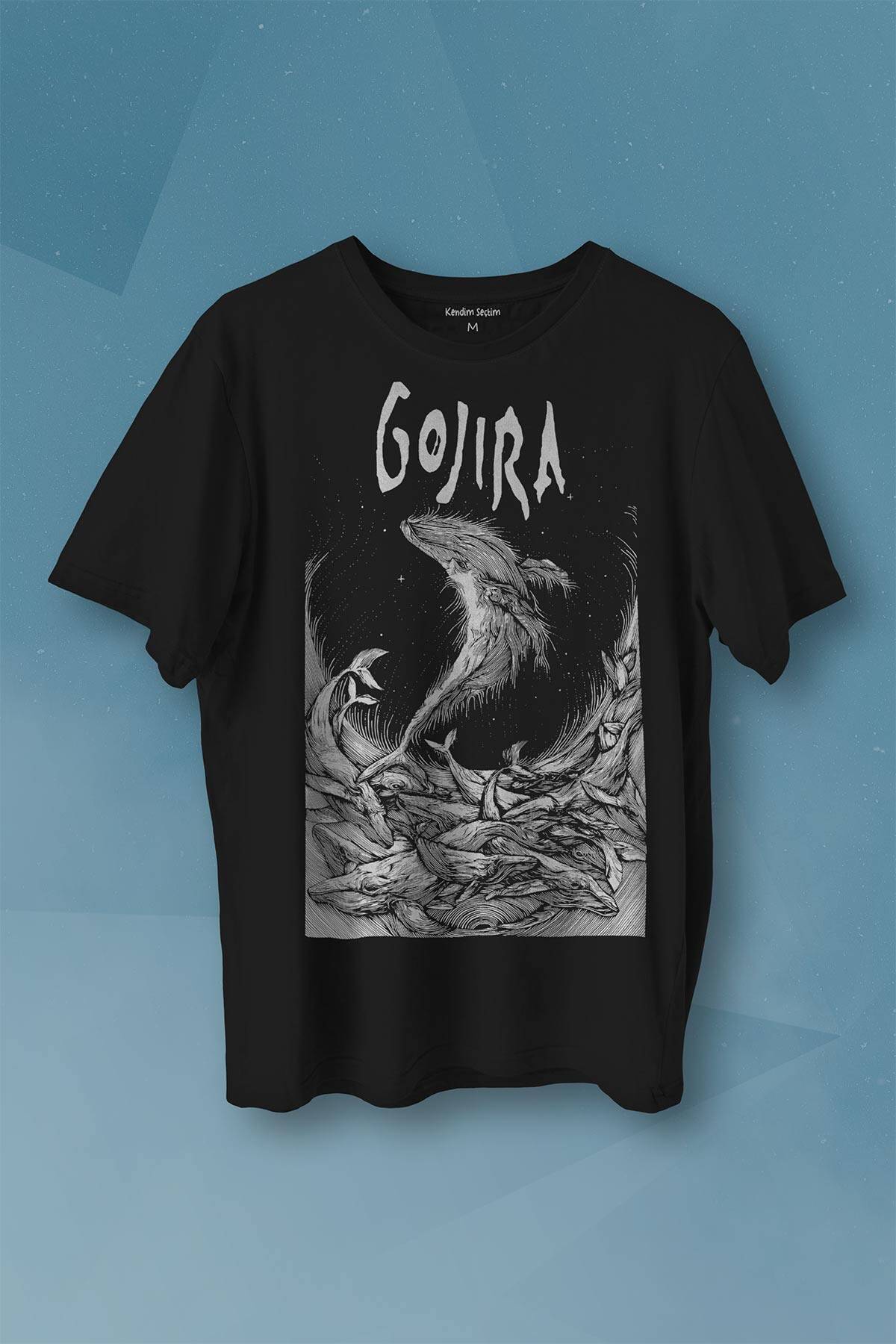 Gojira Balıklar Köpek Balığı Music Baskılı Tişört Unisex T-shirt - 1