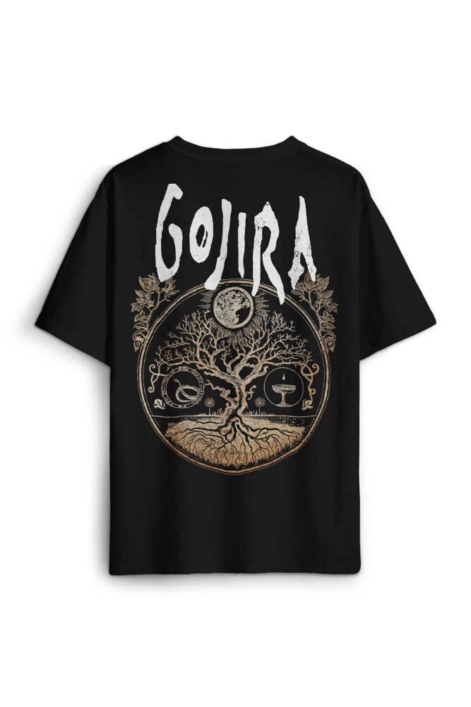 Gojira Metal Music Rock Müzik Baskılı Oversize T-shirt Siyah Unisex Tişört - 1