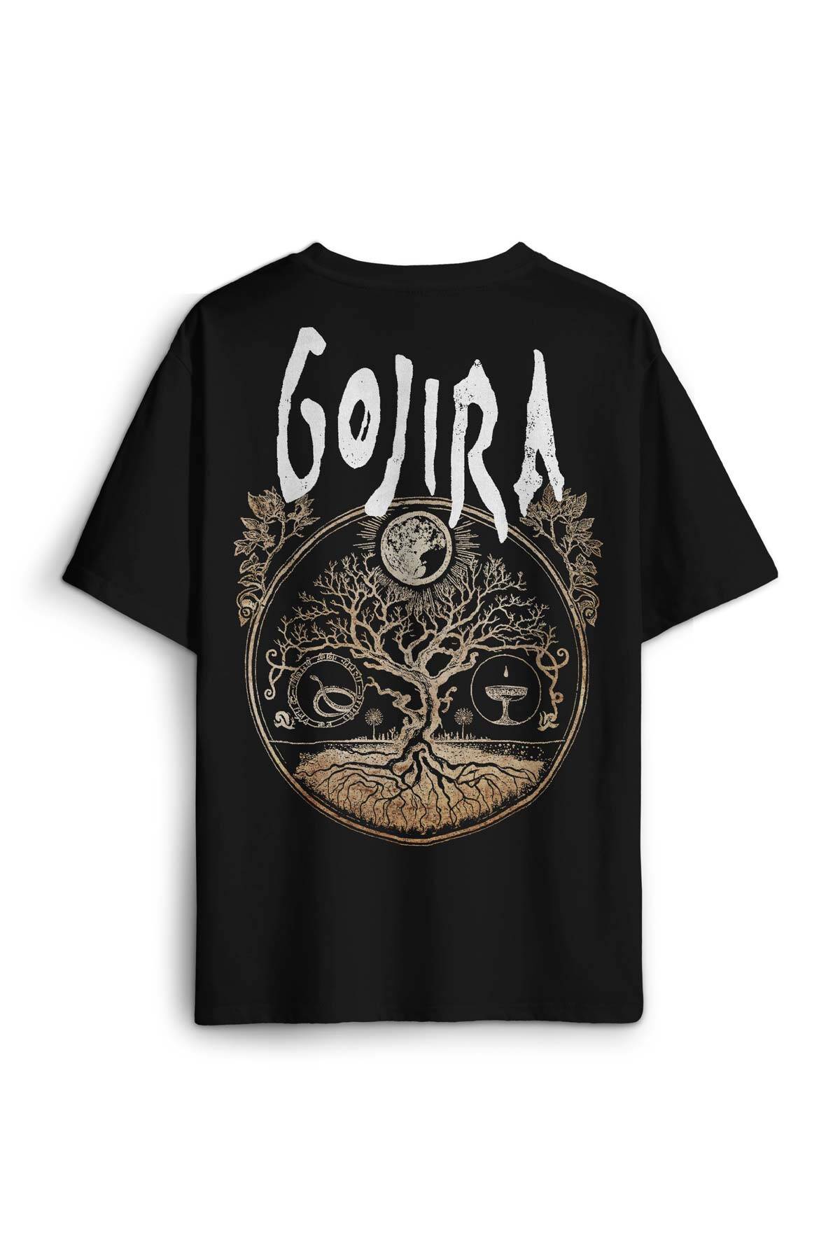 Gojira Metal Music Rock Müzik Baskılı Oversize T-shirt Siyah Unisex Tişört - 1