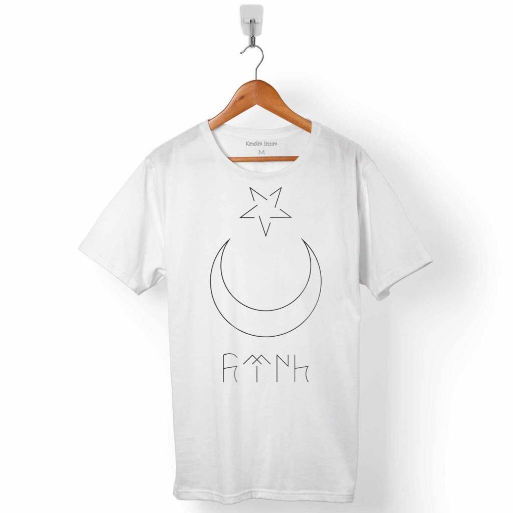 GÖKTÜRKÇE TÜRK BOZKURT BAYRAĞI ERKEK TİŞÖRT - 1