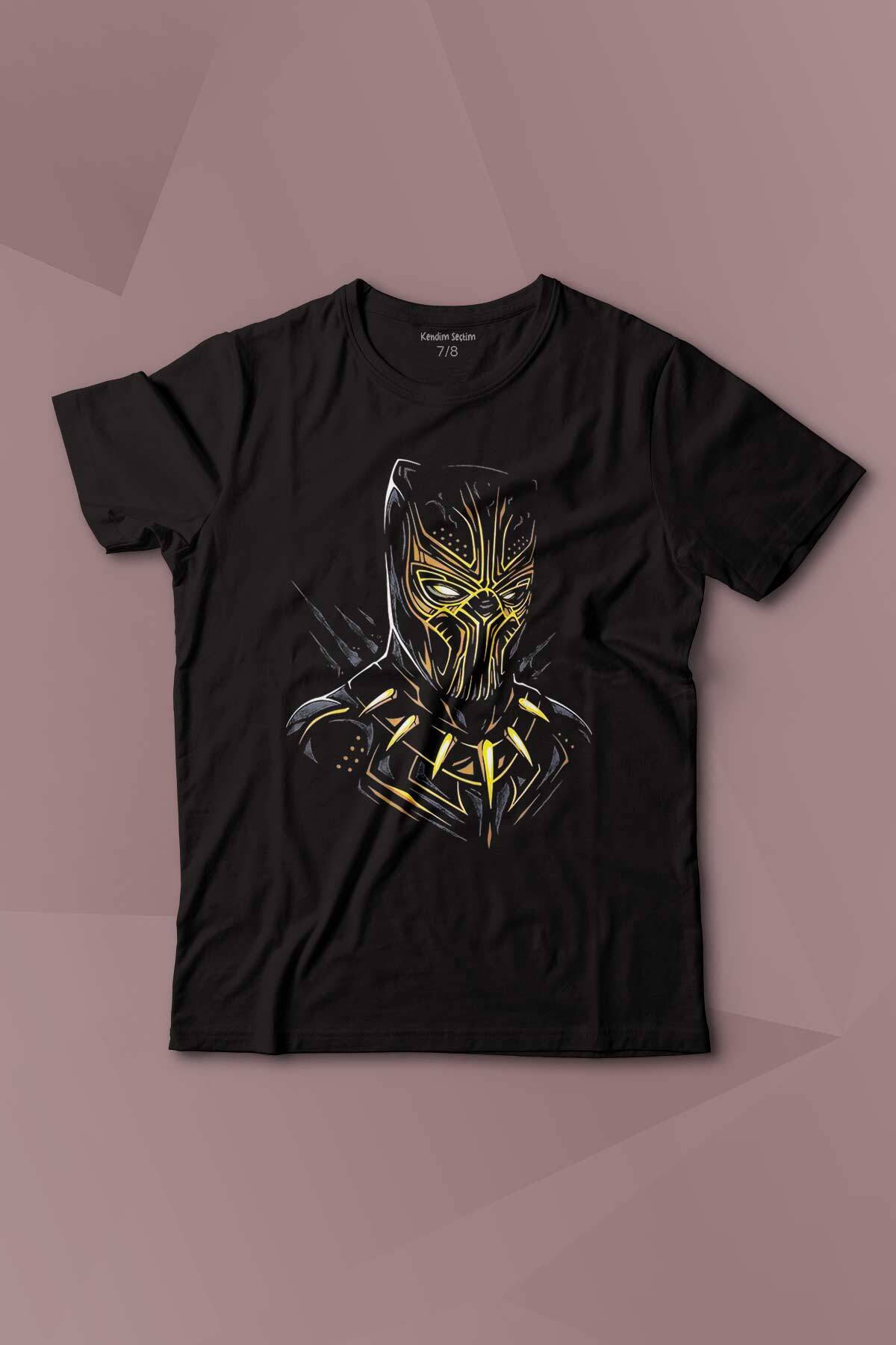 Golden Jaguar Black Panther Film Baskılı Çocuk Tişört Kısa Kollu - 1