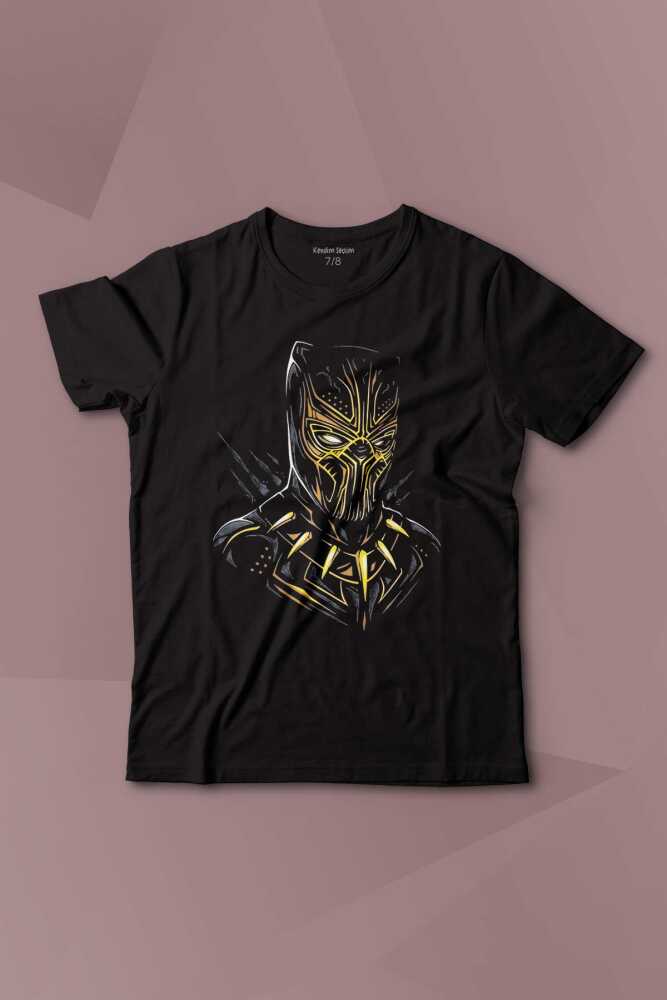 Golden Jaguar Black Panther Film Baskılı Çocuk Tişört Kısa Kollu