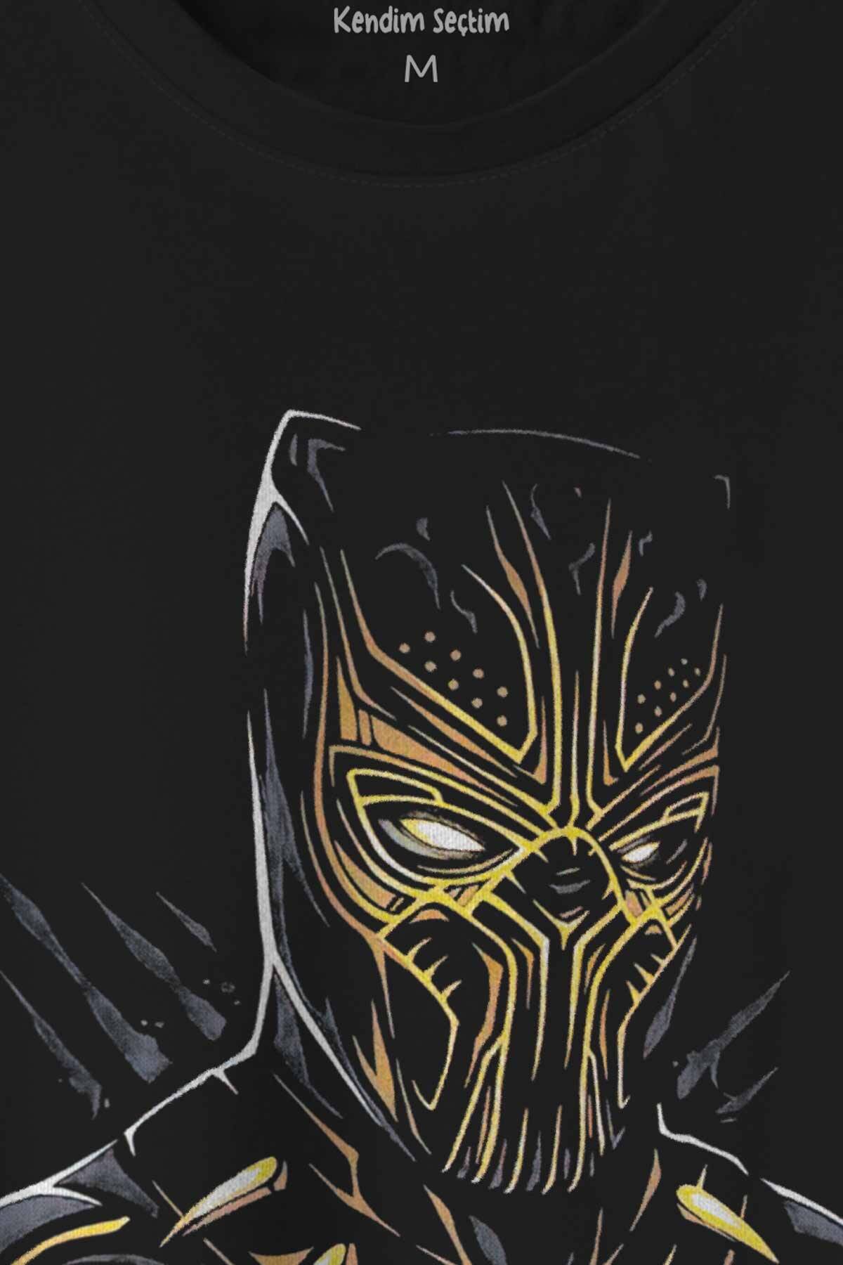 Golden Jaguar Black Panther Film Baskılı Tişört Unisex T-shirt - 2