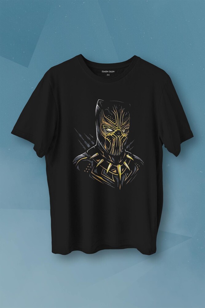 Golden Jaguar Black Panther Film Baskılı Tişört Unisex T-shirt - 1