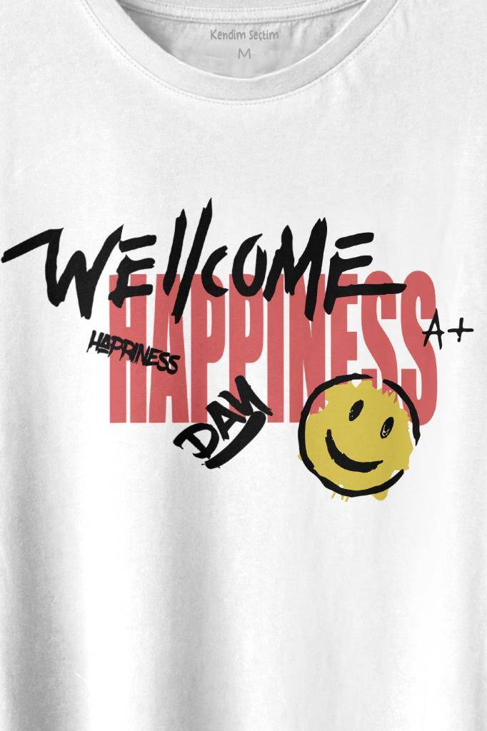Good Vibe Happines Mutlu Smile Eğlenceli Baskılı Tişört Unisex T-shirt (1)