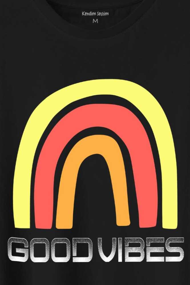 Good Vibes Gökkuşağı Rainbow Cisniyet Eşitlik Özgürlüğü Baskılı Tişört Unisex T-Shirt - 2