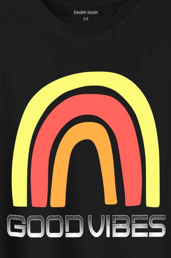 Good Vibes Gökkuşağı Rainbow Cisniyet Eşitlik Özgürlüğü Baskılı Tişört Unisex T-Shirt (1)