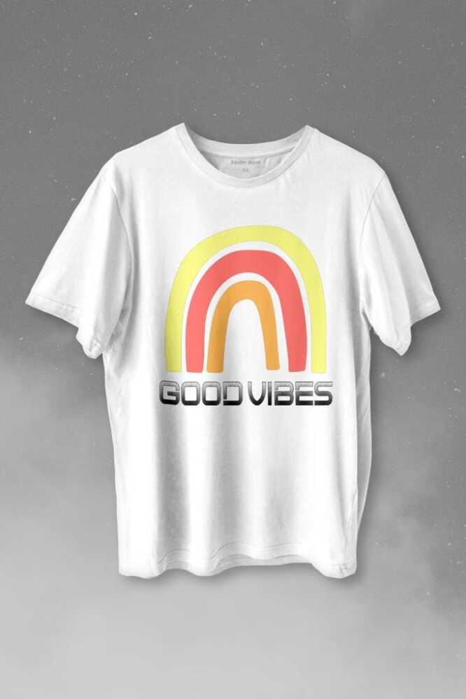 Good Vibes Gökkuşağı Rainbow Cisniyet Eşitlik Özgürlüğü Baskılı Tişört Unisex T-shirt - 1