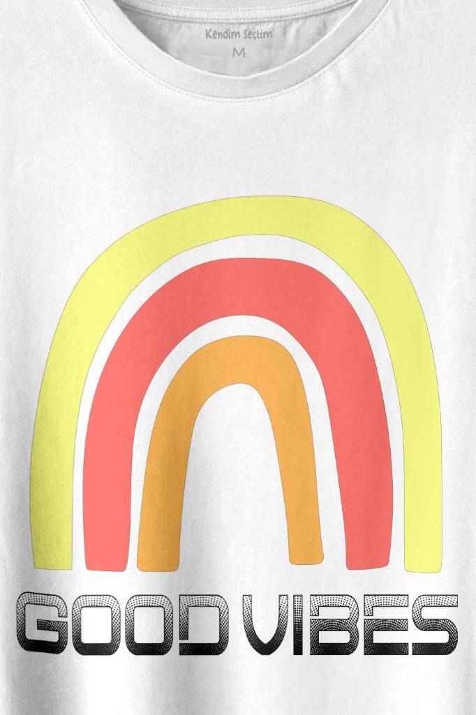 Good Vibes Gökkuşağı Rainbow Cisniyet Eşitlik Özgürlüğü Baskılı Tişört Unisex T-shirt (1)