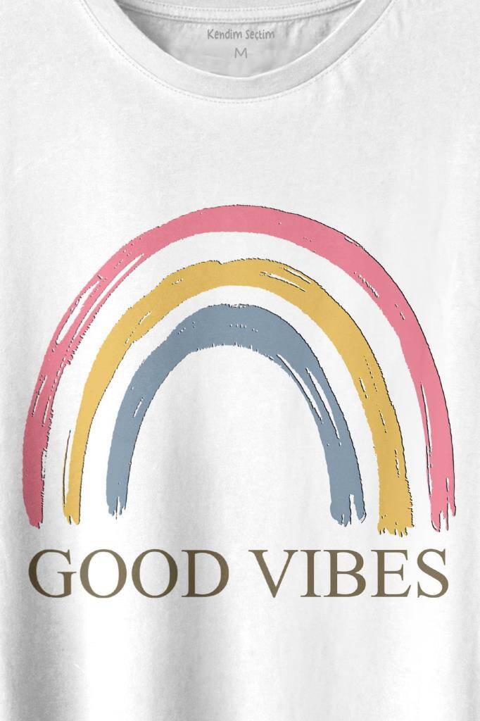 Good Vibes Gökkuşağı Rainbow Cisniyet Eşitlik Özgürlüğü Baskılı Tişört Unisex T-shirt (1)