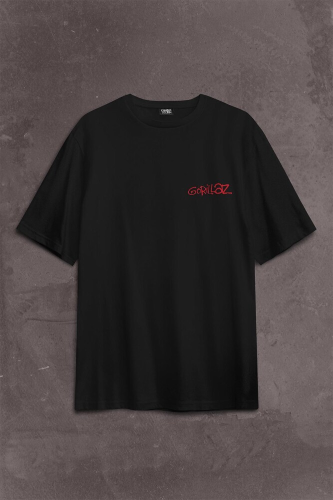 Gorillaz 2D Rock Band Blur Damon Albarn Feel Good Sırt Ön Baskılı Oversize Tişört Unisex T-Shirt - 2