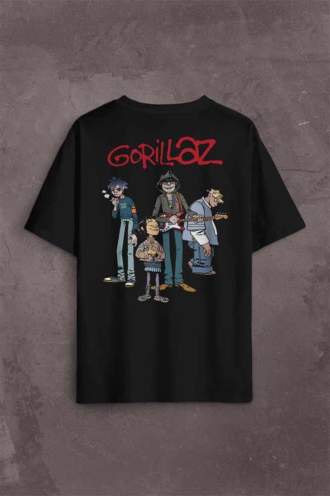 Gorillaz 2D Rock Band Blur Damon Albarn Feel Good Sırt Ön Baskılı Oversize Tişört Unisex T-Shirt - KENDİM SEÇTİM