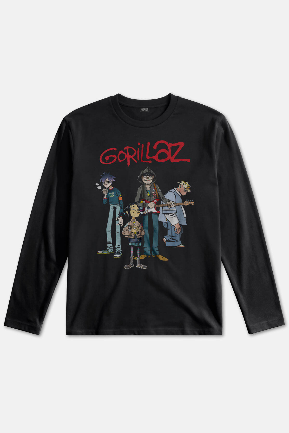 Gorillaz 2D Rock Band Blur Damon Albarn Feel Good Uzun Kollu Tişört Baskılı T-Shirt