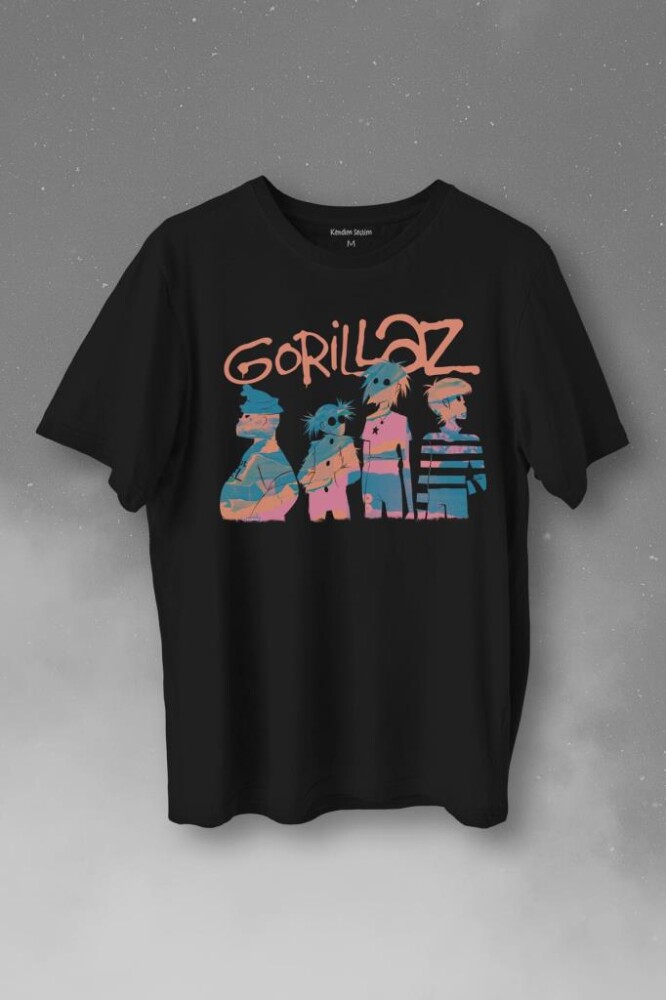 Gorillaz 2D Rock Blur Damon Albarn Feel Good Urban Baskılı Tişört Unisex T-Shirt - 1