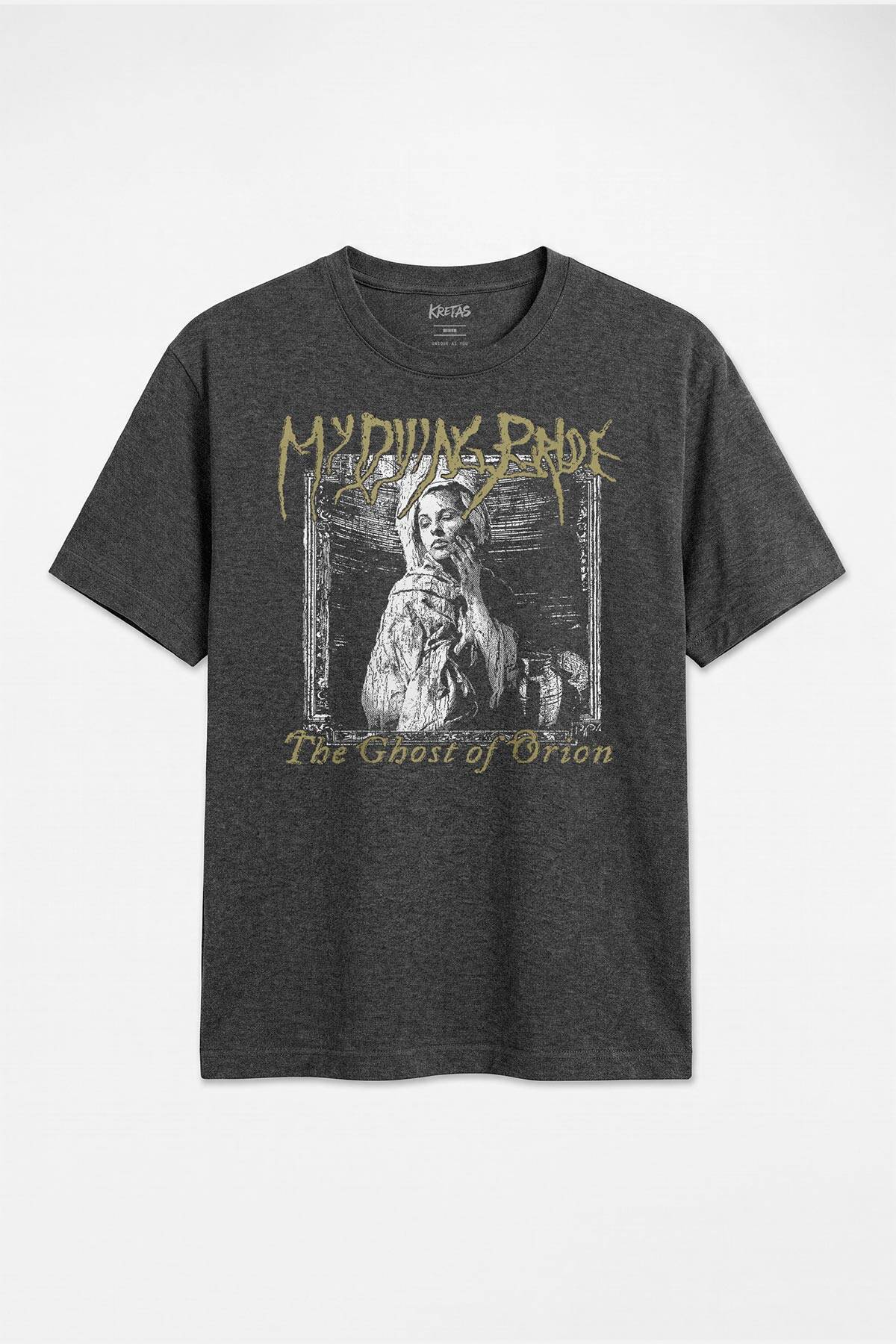 Gotik Doom Metal My Dying Bride The Ghost of Orion Portre Unisex Regular Antrasit Melanj Tişört - 1