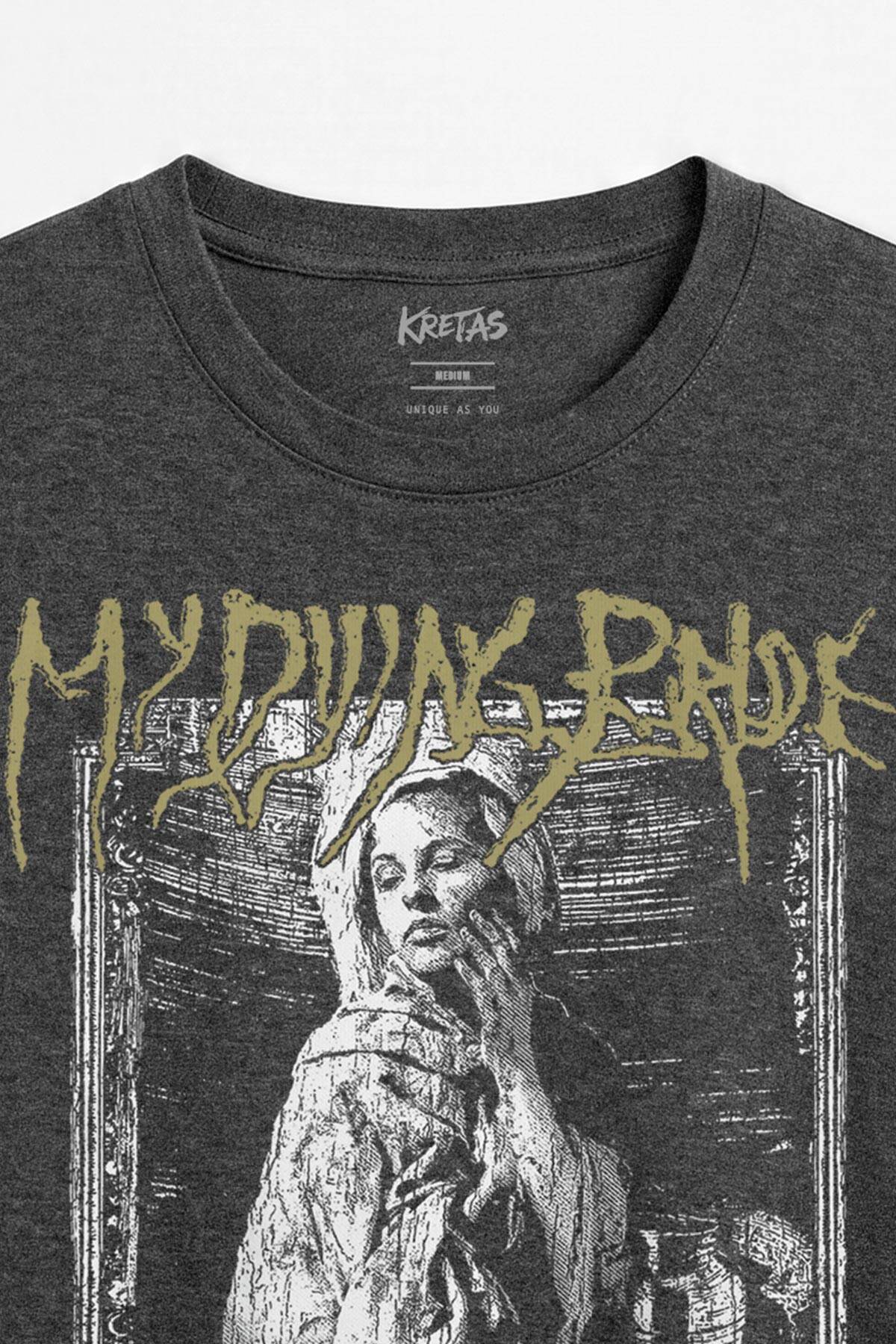 Gotik Doom Metal My Dying Bride The Ghost of Orion Portre Unisex Regular Antrasit Melanj Tişört (1)