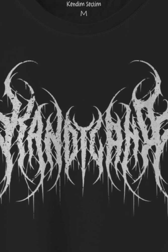 Gotik Kandyland Logo Candy Gothic Siyah Baskılı Siyah T-shirt Unisex Tişört (1)