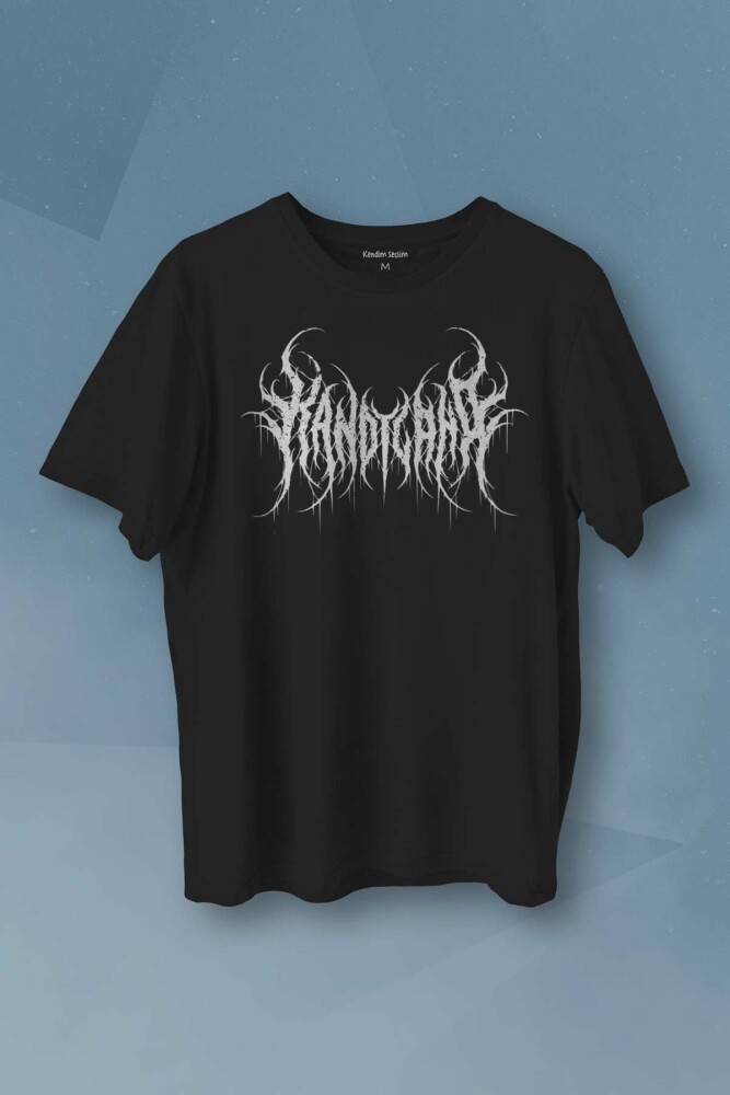 Gotik Kandyland Logo Candy Gothic Siyah Baskılı Siyah T-shirt Unisex Tişört - KENDİM SEÇTİM