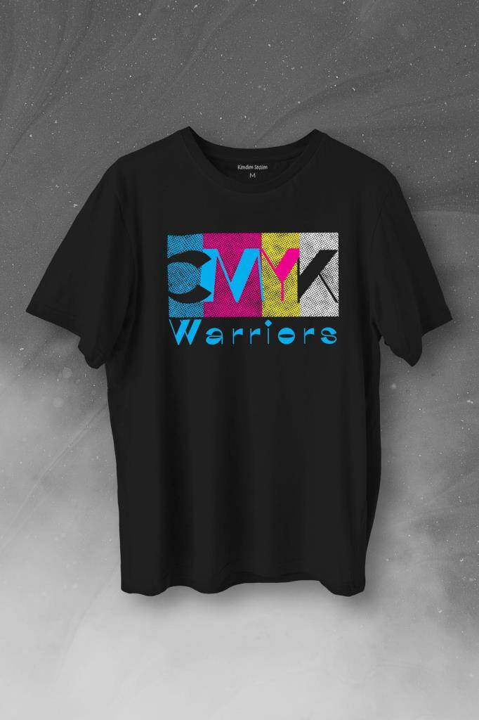 Grafiker Cmyk Savaşçısı Warrior Tasarımcı Baskılı Tişört Unisex T-Shirt - 1