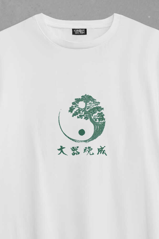 Great Talent Matures Late Japanese Japonca Yazı Baskılı Oversize Beyaz T-shirt - 3